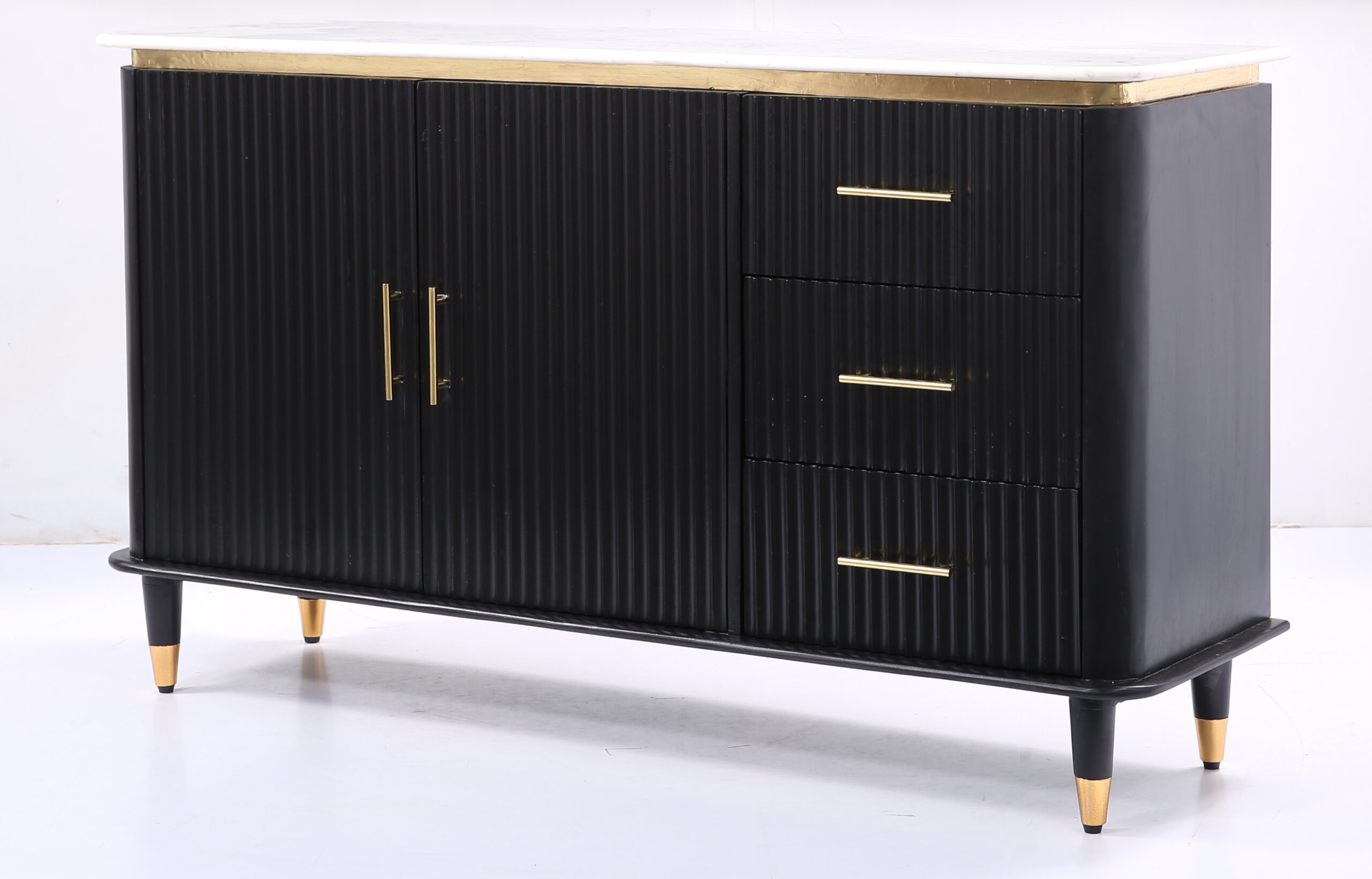 Marble Top Black Sideboard